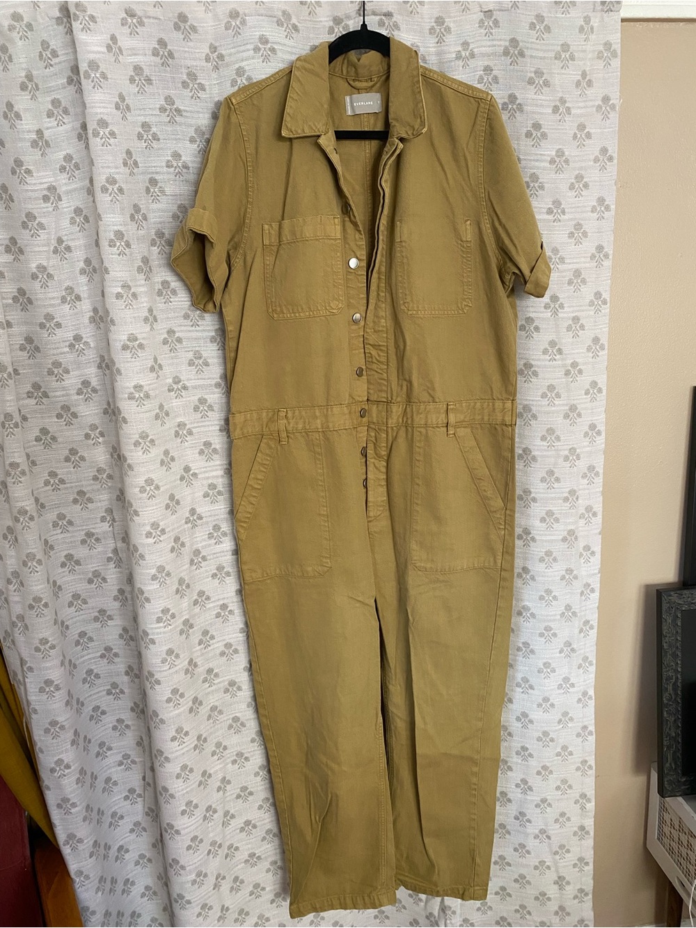 Everlane Short-Sleeve Utility Jumpsuit in Mustard